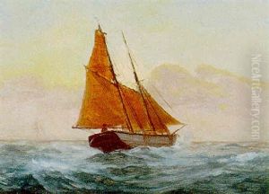 Hjem Til Aero. Marine Med Sejlskib I Solnedgang by Carl (Jens Erik C.) Rasmussen