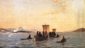 Parti Fra Gronland Med To Konebade Og Kajakker