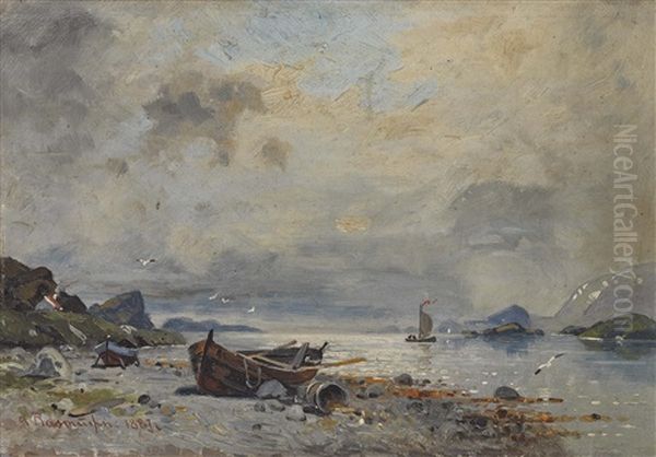 Fjordlandschaft Mit Fischerbooten - view 1