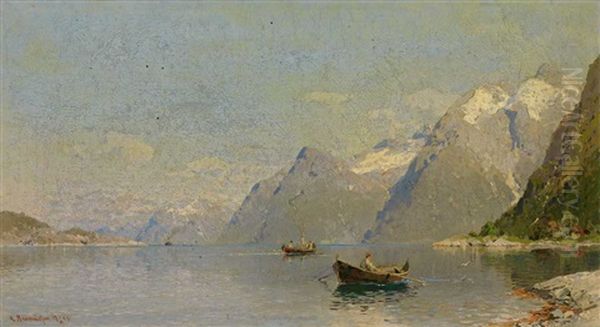 Fjordlandschaft Mit Booten An Einem Sommertag - view 1