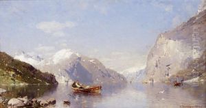 Ruderboot Im Fjord by Georg Anton Rasmussen
