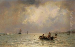 Fischerboote Vor Der Kuste by Georg Anton Rasmussen