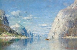 Sommerliche Partie An Einem Fjord