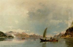 Uberfahrt. Norwegischer Fjord An Einem Hellen Sommertag by Georg Anton Rasmussen