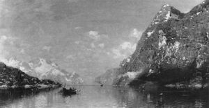 Sommerlicher Fjord Mit Fischerboot Und Dampfschiff by Georg Anton Rasmussen