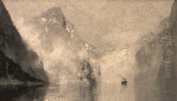 A Steam Ship On A Fjord Between Glaciers - view 1