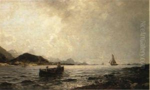 Fishermen In The Fjord by Georg Anton Rasmussen
