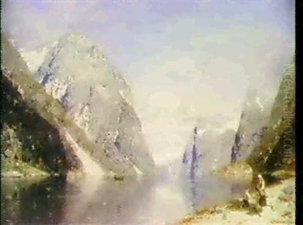 Norsk Fjordparti Omgivet Af Stejle Klipper - view 1