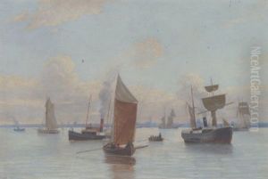 Dampskib Og Sejlbade Ud For Kobenhavns Havn by Jens Christian Rasmussen