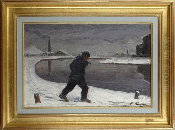 Ouvrier Dans Un Paysage Enneige - view 1