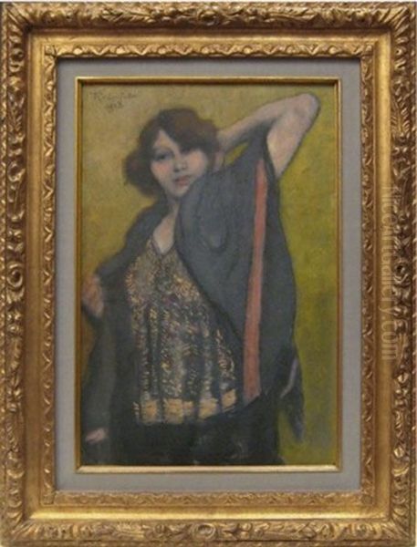 Jeune Femme Au Schall, Le Bras Gauche Releve - view 1