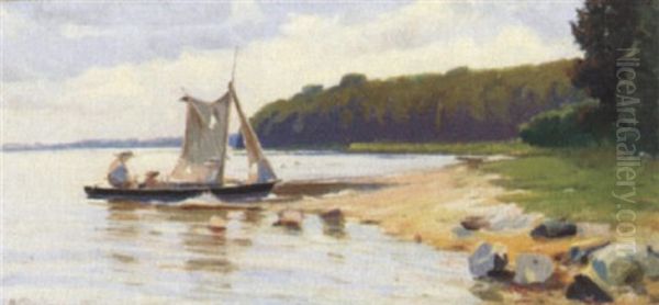 Sommerdag Ved Vandet Med Personer I En Jolly - view 1