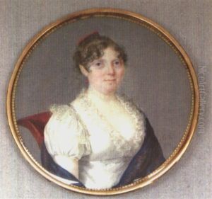 Femme A La Robe Blanche A Dentelle Et Au Chale Bleu