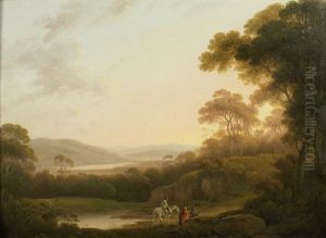 An Italianate Landscape With Figures On A Path; And An Extensive Italianate Landscape With A Drover (2) by John Rathbone