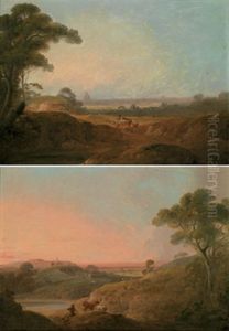 Hirten In Der Romischen Campagna, Die Kuppel Des Petersdomes Im Hintergrund (+ Hirten Am Rande Der Albanerberge Am Ufer Eines Sees; 2 Works)
