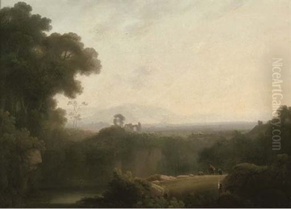 Figures Overlooking A River, With A Ruin Beyond - view 1