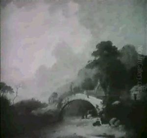 River Landscape With Figures Under A Bridge River Landscape With Figures Under A Bridge