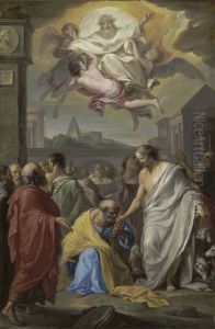 Christ Presenting The Keys To Saint Peter by Carlo Giuseppe Ratti