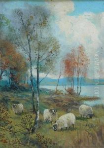 Sheep Grazing By A Highland Loch by Alexander Wellwood Rattray