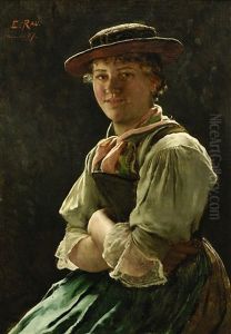 Portrait Eines Sitzenden Madchens In Tracht Portrait Eines Sitzenden Madchens In Tracht