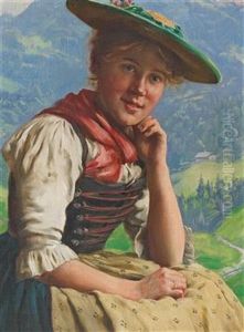 Young Lass Set Against A Landscape Young Lass Set Against A Landscape