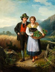 Junges Paar In Landschaft Junges Paar In Landschaft