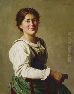Junges Dirndl Auf Einem Stuhl Junges Dirndl Auf Einem Stuhl