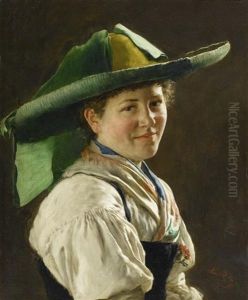 Portrait Eines Dirndls In Tracht by Emil Rau
