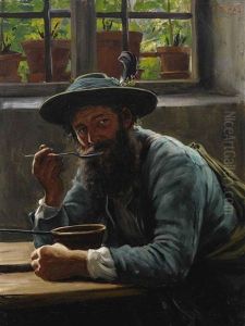 Portrait Des Andreas Hofer In Jungen Jahren Beim Mittagsmahl In Einer Stube