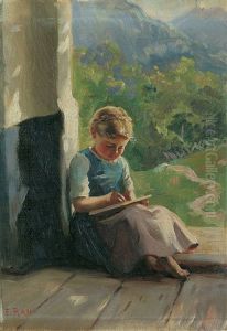 Schreibendes Madchen by Emil Rau