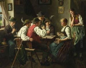 Jager Und Holzknechte In Angeregter Unterhaltung Mit Der Kellnerin Jager Und Holzknechte In Angeregter Unterhaltung Mit Der Kellnerin