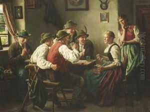 Im Wirtshaus. Jungbauern Und Die Wirtstochter Im Gesprach