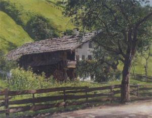 Oberbayerisches Bauernhaus Mit Garten (in Der Ramsau?) by Emil Rau