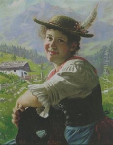 Portret Van Een Tirools Meisje by Emil Rau