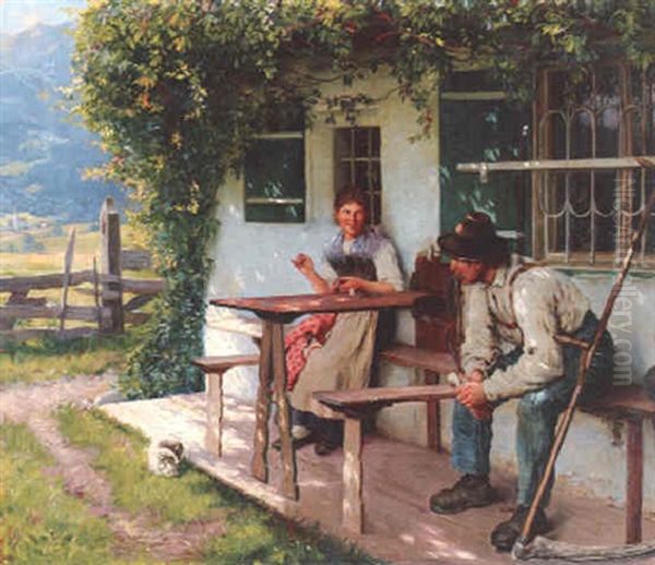 Junges Paar In Der Glyzinienpergola - view 1