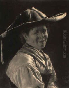 Portrait Of A Young Woman In Alpine Costume by Emil Rau