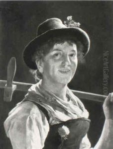 Portrait Of A Young Woman Carrying A Scythe Portrait Of A Young Woman Carrying A Scythe