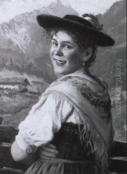 Bildnis Eines Jungen Bauernmadchens In Bayerischer Tracht - view 1