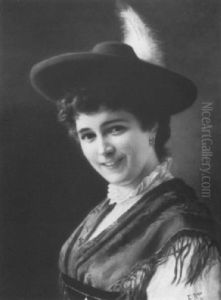 Portrait Eines Jungen Dirndls In Miesbacher Tracht by Emil Rau