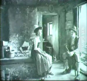 Sennerin Und Jager In Der Almhutte Im Gesprach by Emil Rau