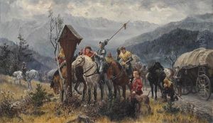 Landsknechte Am Wegkreuz by Wilhelm Karl Raeuber