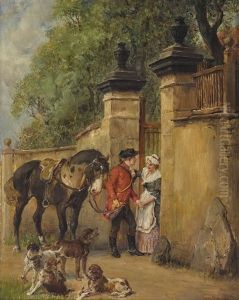 Galante Szene An Der Schlossmauer by Wilhelm Karl Raeuber