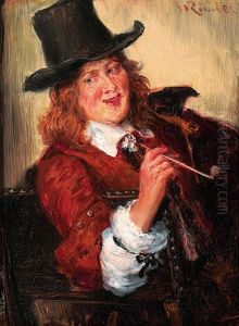 Portrait Eines Jungen Mannes In Historischer Tracht Mit Tonpfeife
