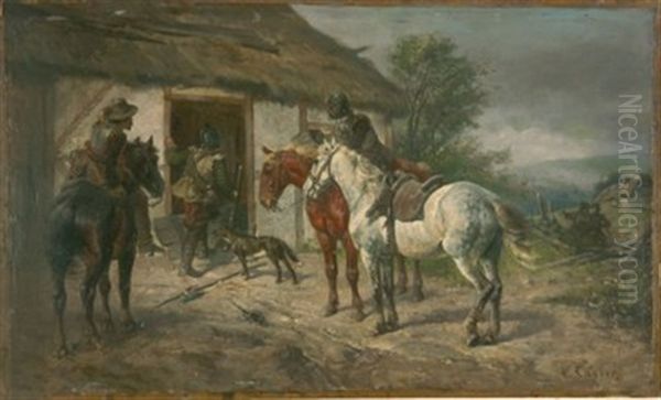 Soldaten Vor Einer Bauernhutte - view 1