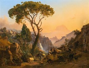 Italian Landscape With A Herd Of Goats Italian Landscape With A Herd Of Goats