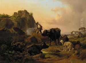 A Neatherd With His Animals by Johann Nepomuk Rauch