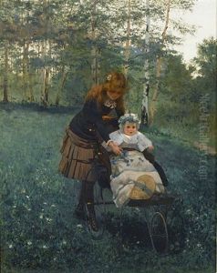 Collecting Bluebells by Albert Raudnitz