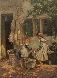 Children Playing by Friedrich (Fritz) Raupp