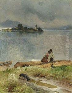 Liebespaar Am Ufer Des Chiemsees