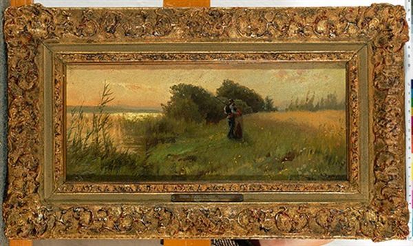 Abendliche Chiemseelandschaft Mit Landlichem Paar Am Ufer Des Sees - view 1